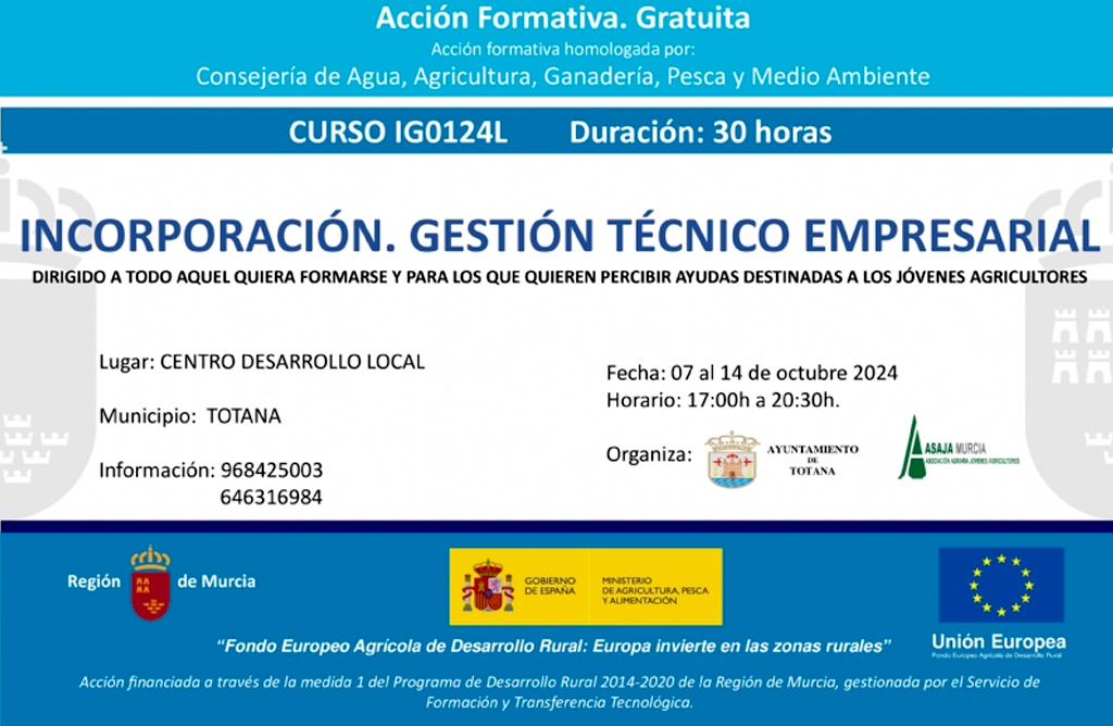 Aun quedan plazas libres para el curso de Gestin Tcnico Empresarial que se desarrollar del 7 al 14 de octubre